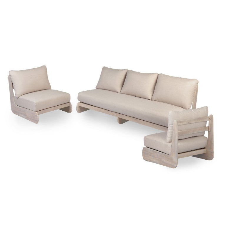 English Elm Outdoor Acacia Wood 5 Seat Patio Chat Set with Foam Cushions for Backyard Lounging N773OC00178S