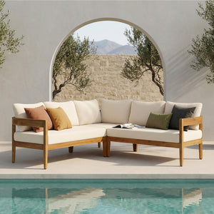 English Elm Brooklyn Outdoor 3 Piece Acacia Wicker Sectional Set for Patio Deck or Poolside N773OS00141B