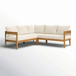 English Elm Brooklyn Outdoor 3 Piece Acacia Wicker Sectional Set for Patio Deck or Poolside N773OS00141B