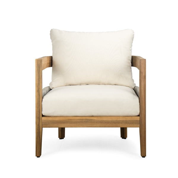 English Elm Brooklyn Acacia Wood Outdoor Conversation Set Resort Style Woven Rope Patio Seating N773OS00142B