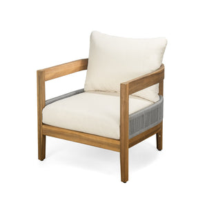 English Elm Brooklyn Acacia Wood Outdoor Conversation Set Resort Style Woven Rope Patio Seating N773OS00142B