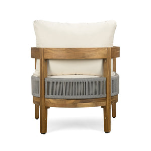 English Elm Brooklyn Acacia Wood Outdoor Conversation Set Resort Style Woven Rope Patio Seating N773OS00142B
