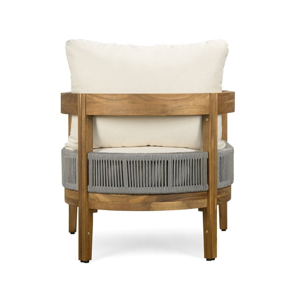 English Elm Brooklyn Acacia Wood Outdoor Conversation Set Resort Style Woven Rope Patio Seating N773OS00142B