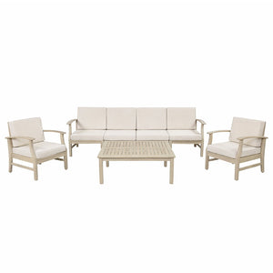 English Elm Perla Outdoor Acacia Wood Conversation Set Seats 6 with Modular Sofa and Club Chairs N773OS00150S