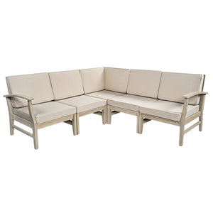 English Elm Perla Solid Acacia Outdoor Modular Sectional Five Piece Set with Water Resistant Cushions N773OS00155S