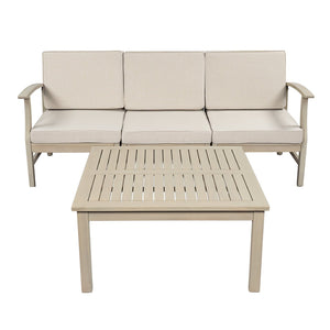English Elm Perla Outdoor Acacia Wood Sofa Set with Coffee Table for Patio Lounge Spaces N773OS00156S