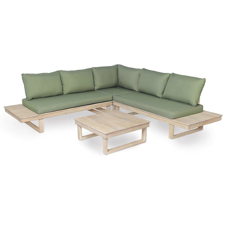 English Elm Sebastian Outdoor Acacia Hardwood Sectional Set with Slatted Design and Patio Seating N773OS00161G