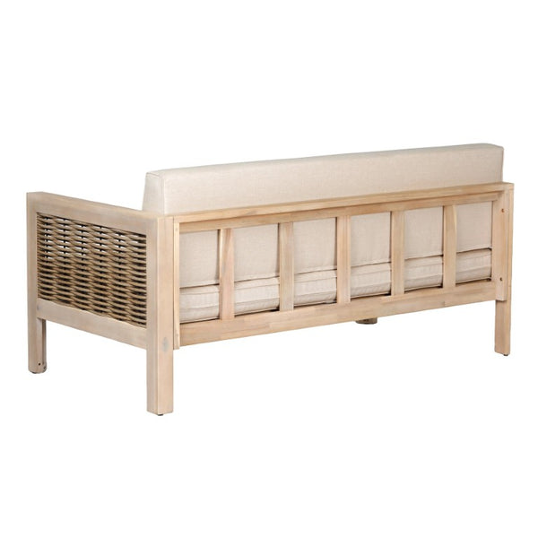 English Elm Emir Acacia Hardwood Outdoor Sofa Set with Wicker Accents and Sand Cushions N773OS00162S