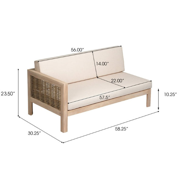 English Elm Emir Acacia Hardwood Outdoor Sofa Set with Wicker Accents and Sand Cushions N773OS00162S