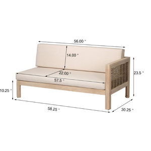 English Elm Emir Acacia Hardwood Outdoor Sofa Set with Wicker Accents and Sand Cushions N773OS00162S