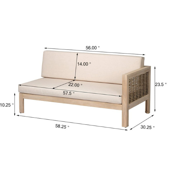 English Elm Emir Acacia Hardwood Outdoor Sofa Set with Wicker Accents and Sand Cushions N773OS00162S