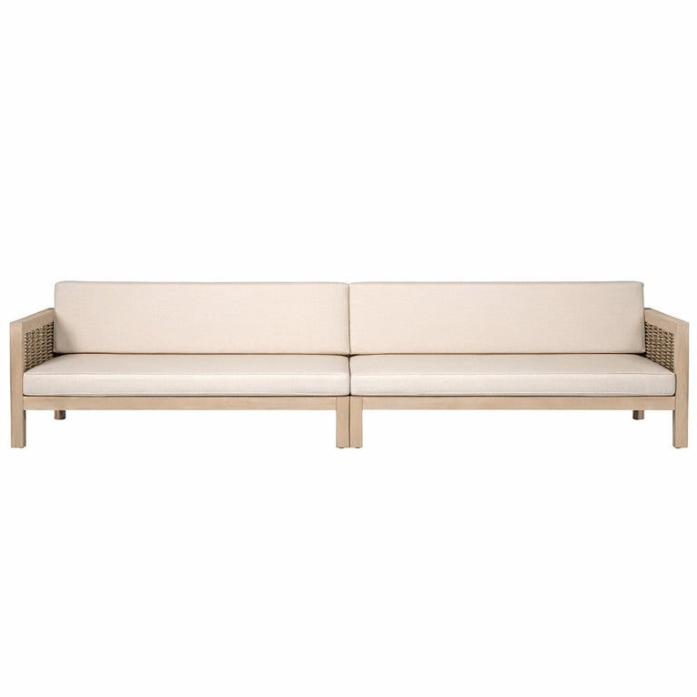 English Elm Emir Acacia Hardwood Outdoor Sofa Set with Wicker Accents and Sand Cushions N773OS00162S