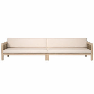 English Elm Emir Acacia Hardwood Outdoor Sofa Set with Wicker Accents and Sand Cushions N773OS00162S