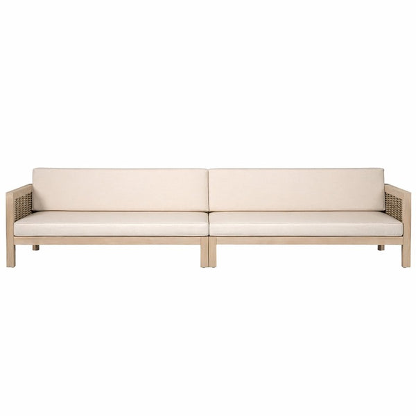 English Elm Emir Acacia Hardwood Outdoor Sofa Set with Wicker Accents and Sand Cushions N773OS00162S