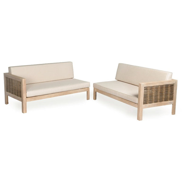 English Elm Emir Acacia Hardwood Outdoor Sofa Set with Wicker Accents and Sand Cushions N773OS00162S
