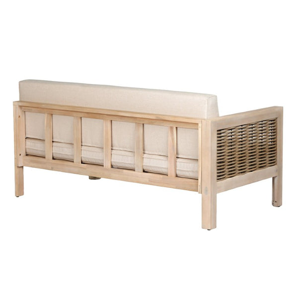 English Elm Emir Acacia Hardwood Outdoor Sofa Set with Wicker Accents and Sand Cushions N773OS00162S