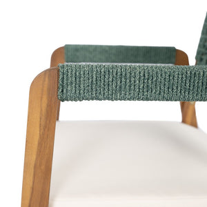 English Elm Set of 2 Acacia Wood Armchairs with Handwoven Rope Back and Teak Frame for Patio N773P210139M