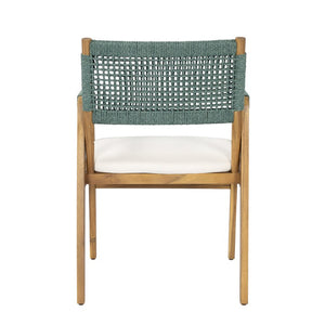 English Elm Set of 2 Acacia Wood Armchairs with Handwoven Rope Back and Teak Frame for Patio N773P210139M