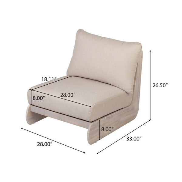 English Elm Lazy Boy Acacia Wood Outdoor Club Chair with Deep Cushion for Patio Lounge N773P286703S
