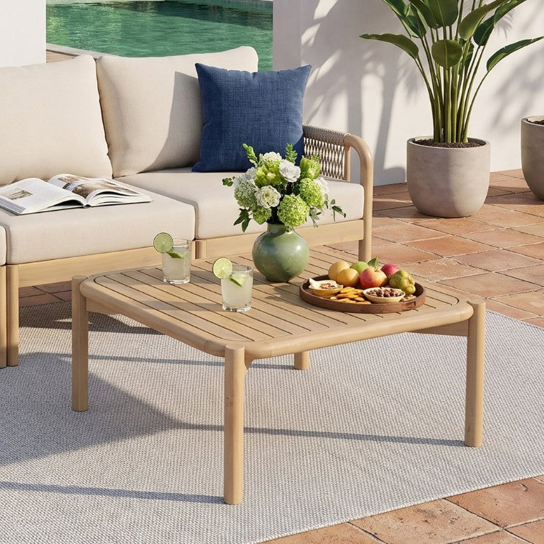 English Elm Casper Outdoor Acacia Hardwood Coffee Table with Slatted Top and Teak Finish N773P354754L