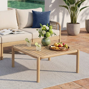 English Elm Casper Outdoor Acacia Hardwood Coffee Table with Slatted Top and Teak Finish N773P354754L