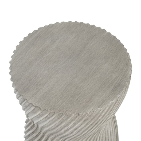 English Elm Outdoor MGO Concrete Hourglass Side Table with Spiral Texture for Patio or Garden N773P365354G