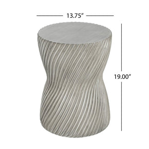 English Elm Outdoor MGO Concrete Hourglass Side Table with Spiral Texture for Patio or Garden N773P365354G