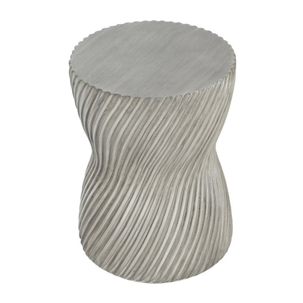 English Elm Outdoor MGO Concrete Hourglass Side Table with Spiral Texture for Patio or Garden N773P365354G