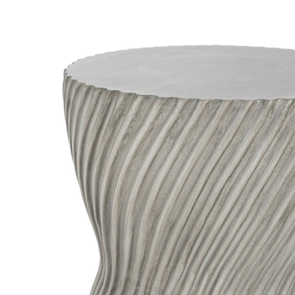 English Elm Outdoor MGO Concrete Hourglass Side Table with Spiral Texture for Patio or Garden N773P365354G