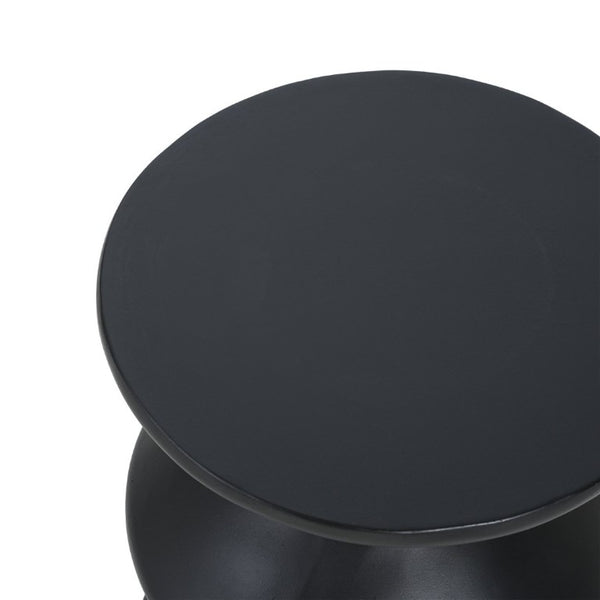 English Elm Outdoor MGO Concrete Wave Side Table Sculptural Matte Black Accent for Patio or Living Room N773P365397B