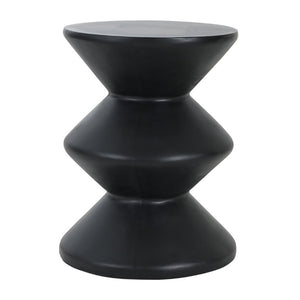 English Elm Outdoor MGO Concrete Wave Side Table Sculptural Matte Black Accent for Patio or Living Room N773P365397B