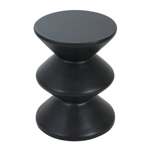 English Elm Outdoor MGO Concrete Wave Side Table Sculptural Matte Black Accent for Patio or Living Room N773P365397B