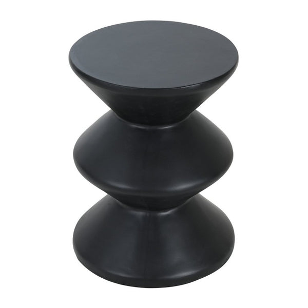 English Elm Outdoor MGO Concrete Wave Side Table Sculptural Matte Black Accent for Patio or Living Room N773P365397B