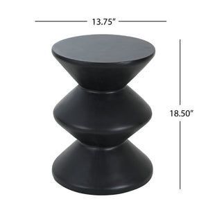 English Elm Outdoor MGO Concrete Wave Side Table Sculptural Matte Black Accent for Patio or Living Room N773P365397B