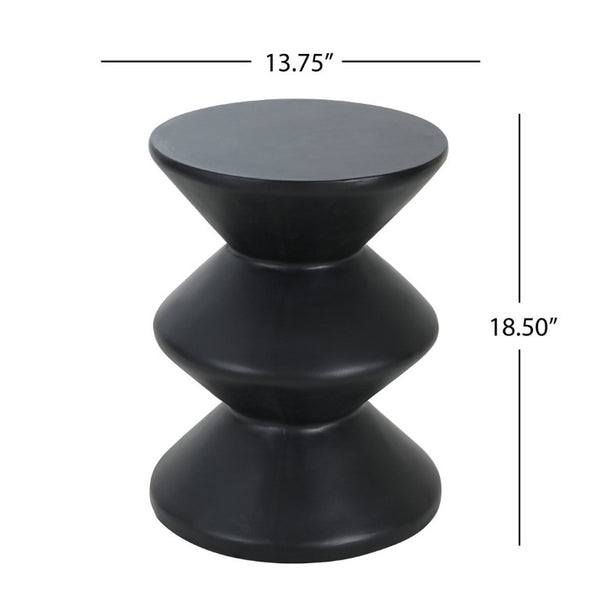 English Elm Outdoor MGO Concrete Wave Side Table Sculptural Matte Black Accent for Patio or Living Room N773P365397B