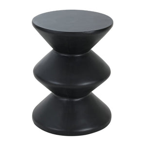 English Elm Outdoor MGO Concrete Wave Side Table Sculptural Matte Black Accent for Patio or Living Room N773P365397B