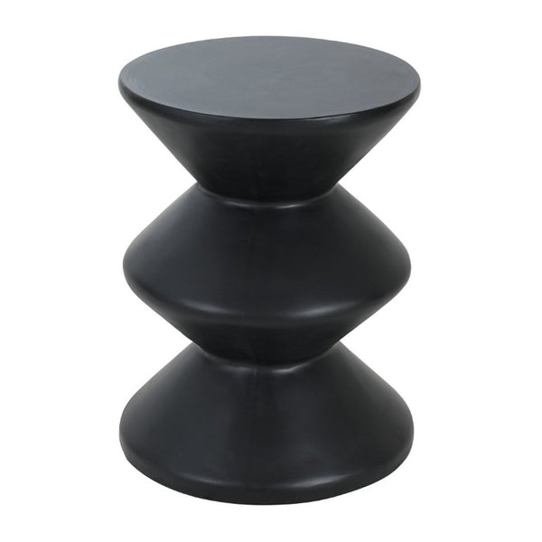 English Elm Outdoor MGO Concrete Wave Side Table Sculptural Matte Black Accent for Patio or Living Room N773P365397B