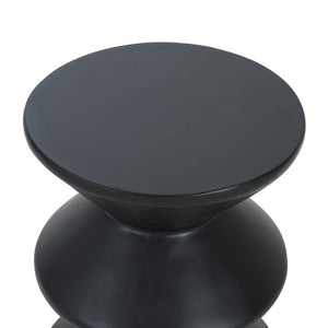 English Elm Outdoor MGO Concrete Wave Side Table Sculptural Matte Black Accent for Patio or Living Room N773P365397B
