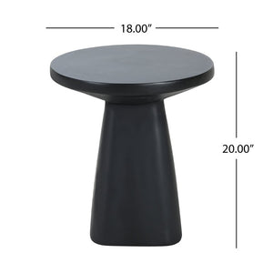 English Elm Outdoor Reinforced Concrete Round Side Table with Sleek Tapered Legs for Patio Use N773P365413B