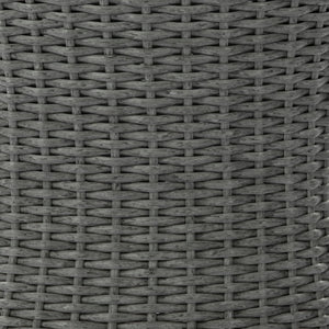 English Elm Outdoor Round Side Table Solid Wood Top Wicker Hourglass Base Patio Accent Grey N773P373175G