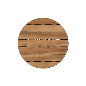 English Elm Outdoor Round Side Table Solid Wood Top Wicker Hourglass Base Patio Accent Black N773P373175R