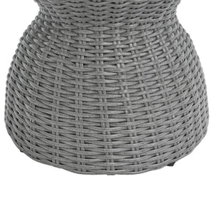 English Elm Outdoor Acacia Top Wicker Hourglass Side Table Weather Resistant Patio Accent Grey & Natural N773P373176G