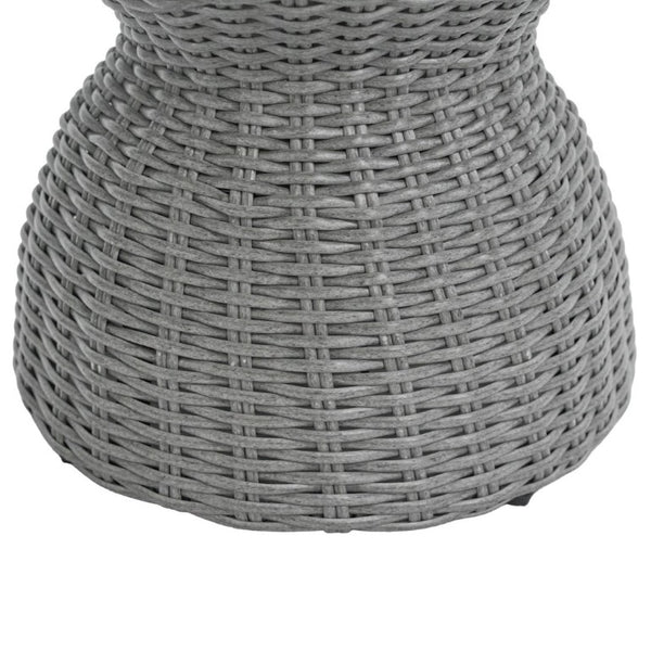 English Elm Outdoor Acacia Top Wicker Hourglass Side Table Weather Resistant Patio Accent Grey & Natural N773P373176G