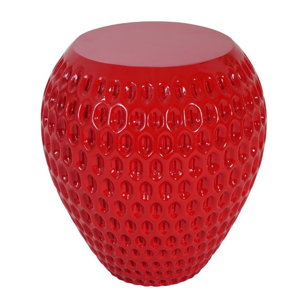 English Elm Outdoor Strawberry Concrete Side Table Sculptural Red Accent for Patio or Nursery N773P375226R