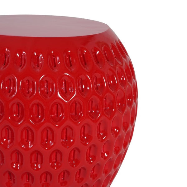 English Elm Outdoor Strawberry Concrete Side Table Sculptural Red Accent for Patio or Nursery N773P375226R