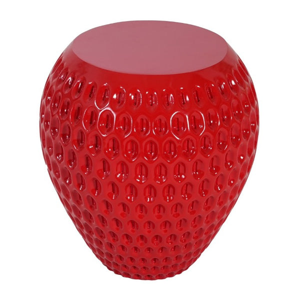 English Elm Outdoor Strawberry Concrete Side Table Sculptural Red Accent for Patio or Nursery N773P375226R