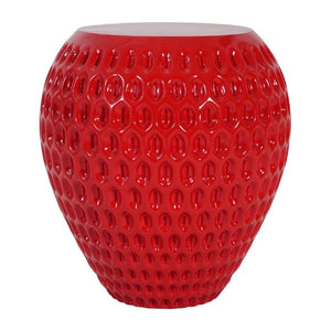 English Elm Outdoor Strawberry Concrete Side Table Sculptural Red Accent for Patio or Nursery N773P375226R