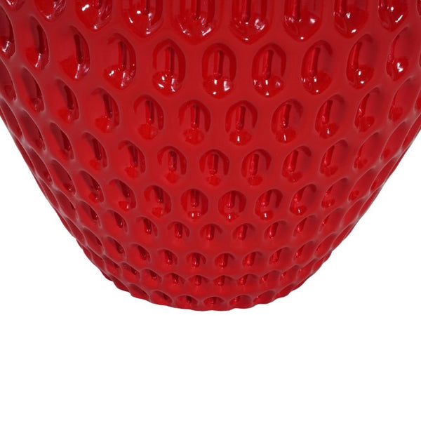 English Elm Outdoor Strawberry Concrete Side Table Sculptural Red Accent for Patio or Nursery N773P375226R