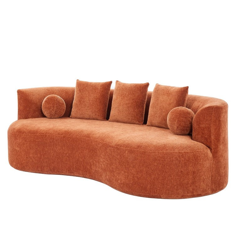 English Elm 90 Inch Curved Chenille Sofa Sculptural Upholstered Seating for Modern Living Spaces N773P376896O