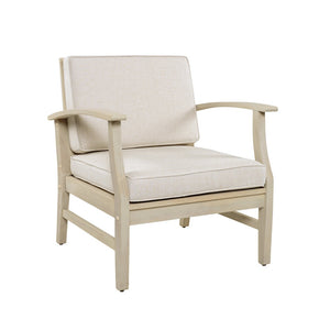 English Elm Perla Solid Acacia Outdoor Club Chair with Slatted Seat and Sand Polyester Cushion N773P389187S